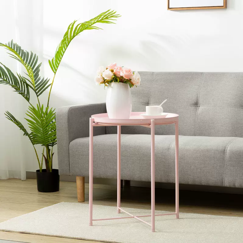 厂家批发北欧铁艺小圆桌咖啡桌边桌ins金属格拉登茶几床头柜代发