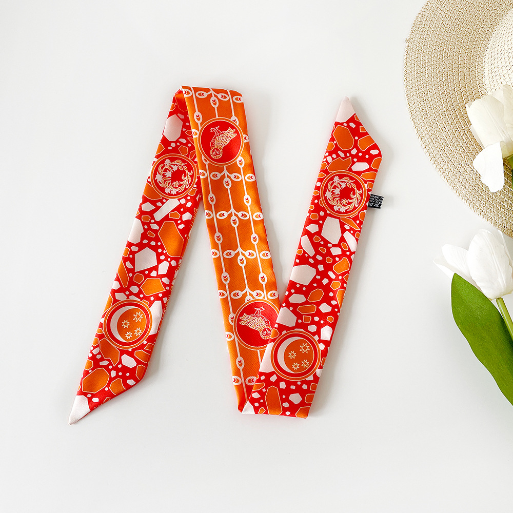 Women's Elegant Retro Printing Bag Satin Silk Scarf display picture 32