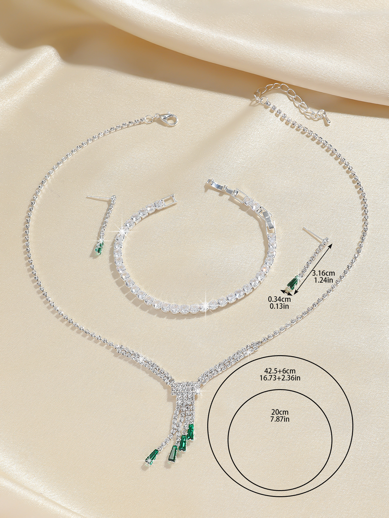Conjunto de collar y pendientes de estrás para boda novia_voghion.com