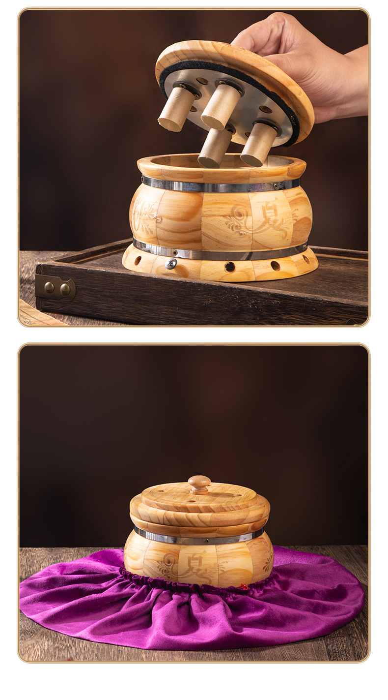 Wooden Moxibustion Box Kit for Home Belly and Abdomen Warming with 54 Moxa Cones and Massage Oil preparation