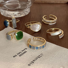 戒指设计感高级感女时尚个性冷淡小众日式轻奢欧美ins祖母绿指环