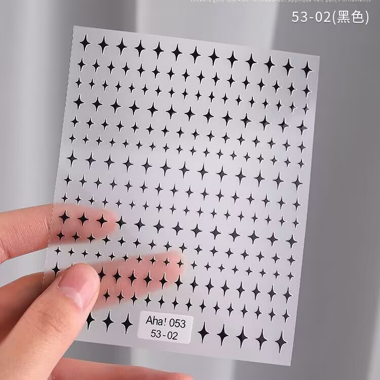 Red estrella de uñas pegatinas de espalda pegatinas de uñas 3D estampado de plata estrella mini papel decoración pegatinas de media luna pentagonal