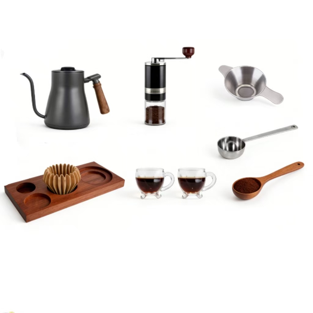 Kit de cafetera de irrigación manual de entrada doméstica portátil al aire libre filtro de café de vidrio