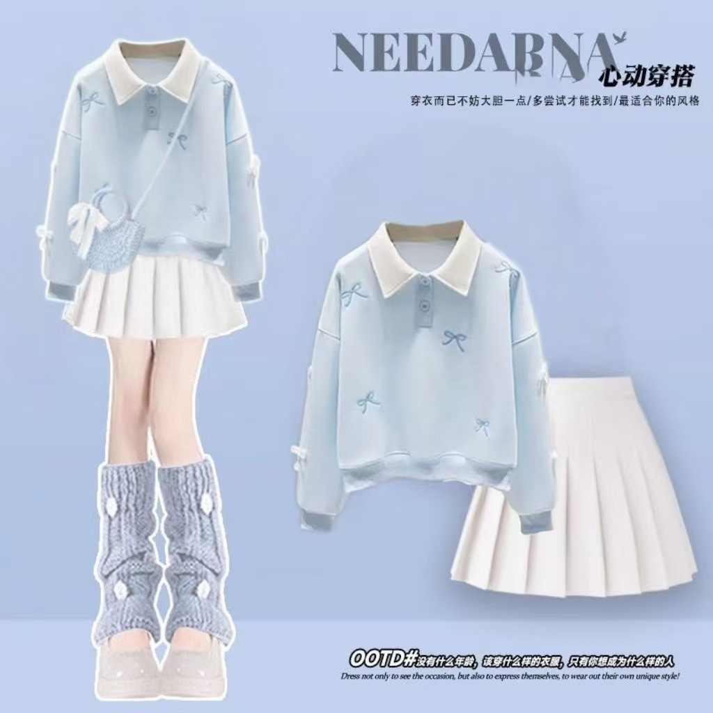 Children's Clothing Girls Sweatshirt Suit 2025 Spring & Fall New Fashionable Kidsren's Dress Sweet Girl Autumn Two-Piece Set