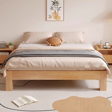 4H榻榻米实木床无床头简约现代双人床橡胶木排骨架单人床地台床定