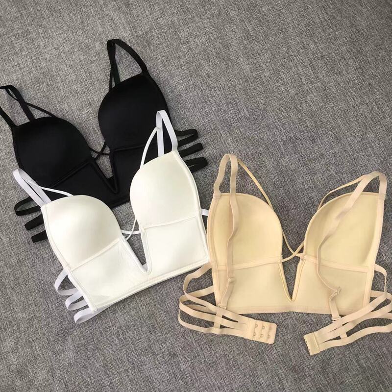 Clearance Sale Deep V Bra Sexy Backless Lingerie for Women, Push-Up Small Bust, Wireless, Shallow Cup, Wedding Dress, Backless