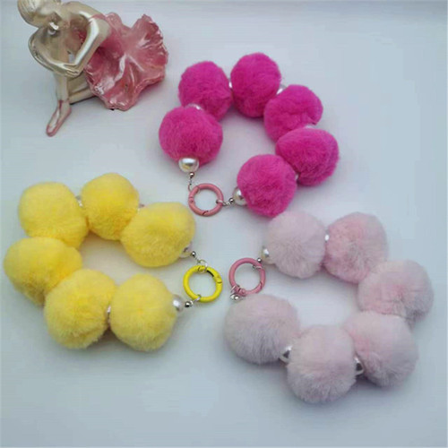 Lazy rabbit fur ball pendant DIY phone case ornament winter fur ball ornament phone chain pendant