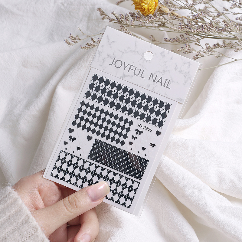 Red popularidad explosiva tablero de ajedrez impermeable cuadrícula mil pájaros cuadrícula pegatinas de uñas decoración de pequeños patrones de accesorios de uñas