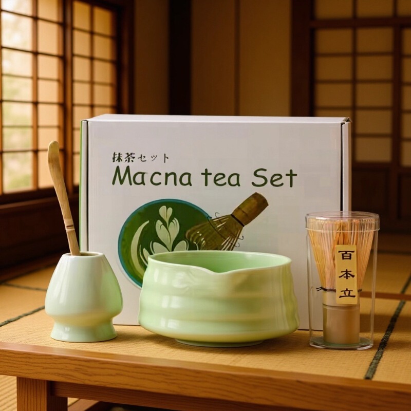 Cross-Border New Chinese Matcha Bowl Tea Ceremony Set Tea Brush Tea Whisk Ceramic Tea Bowl Stirrer