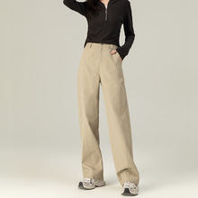 鑫阁冷灰色牛仔裤美式高街宽松阔腿裤秋季新款纯棉直筒裤显瘦长裤