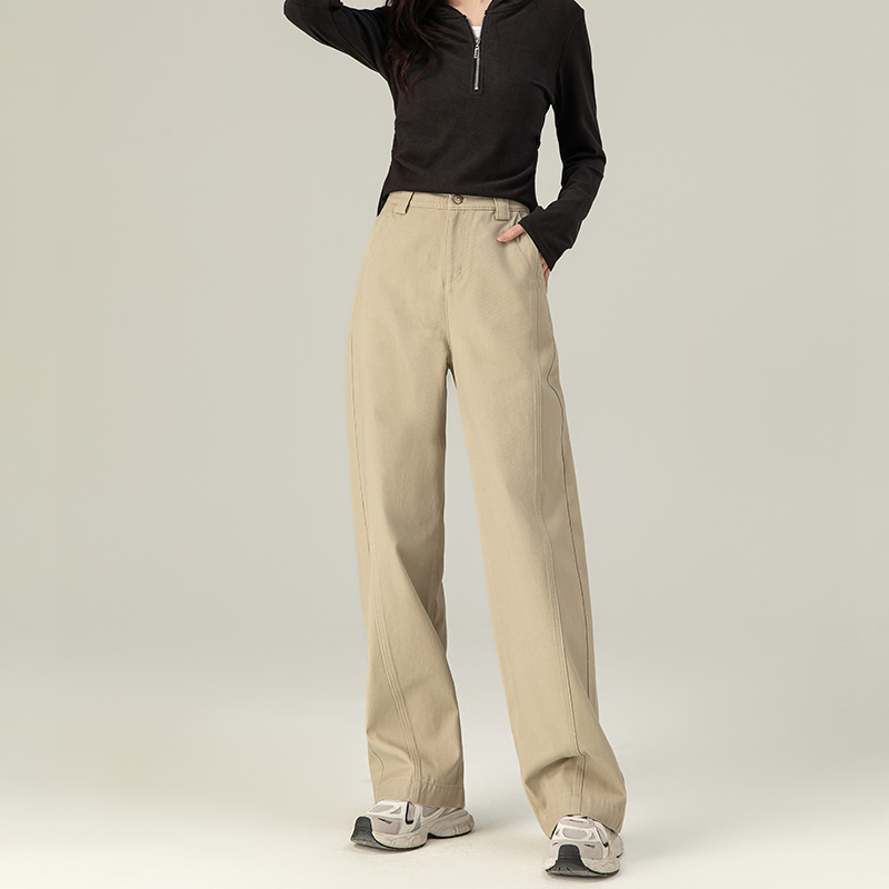 鑫阁冷灰色牛仔裤美式高街宽松阔腿裤秋季新款纯棉直筒裤显瘦长裤