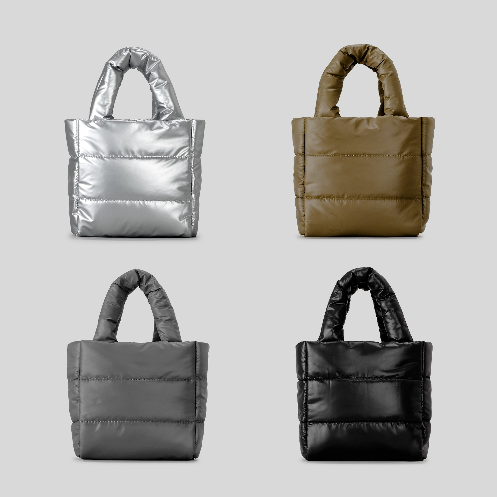 Solid color nylon small design shoulder bag with down