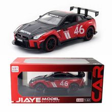 嘉业1:22合金车模型仿真日产尼桑GTR超跑玩具模型回力声光支架盒