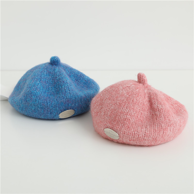 Unisex Children's hats Fall/Winter Tide Plain knit artist hats Retro berets for boys and girls_voghion.com