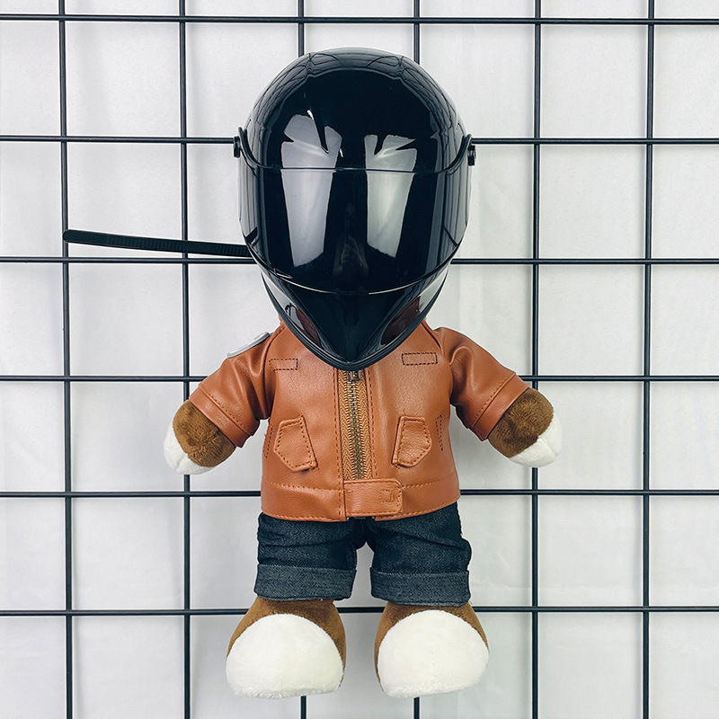 Coche eléctrico colgante oso muñeca casco cuero juguete coche tronco montar decoración 4S reparación tienda locomotora muñeca