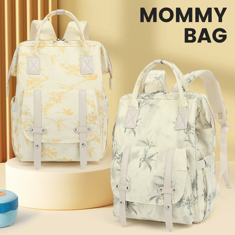 Baby Stroller Hanging Bag with Compartments, Chinese Style Mother and Baby Bag, Lightweight Large-Capacity Portable Mommy Bag, Large-Capacity Backpack