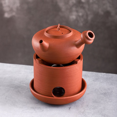 戶外旅行茶具酒精爐煮茶套裝潮州手拉砂銚壺側把壺煮茶爐溫茶底座