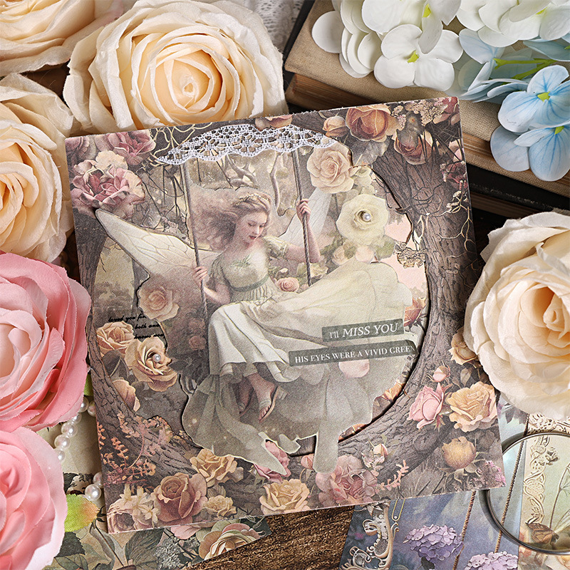 Melodía de bosque sin material adhesivo papel DIY desgarrable libro de cuentas de mano fondo paisajismo pegatinas libro de notas transfronterizas