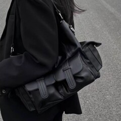 CDIWRI & KARI小众デザイントートバッグins大容量シンプル中性ダーク系片肩斜めがけビッグバッグ