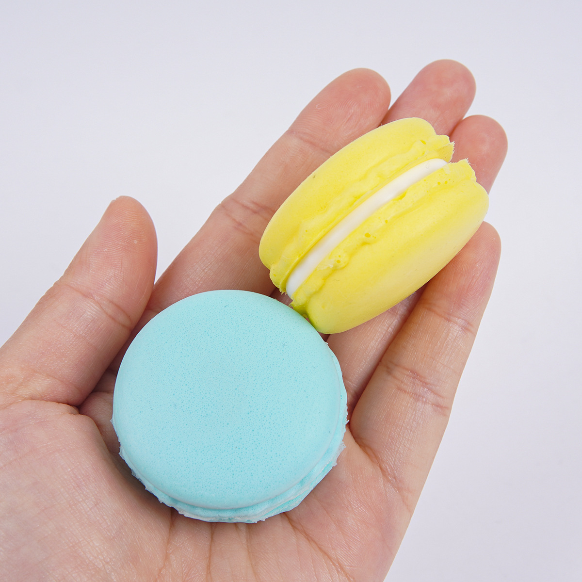 4cm simulación macarron pastel de galletas sándwich tienda de postres accesorios decorativos Pu suave simulación pan amasado música