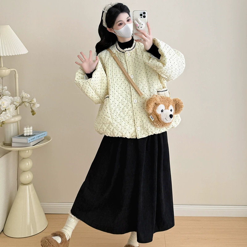 Winter short down jacket for pregnant, Korean style, fitted