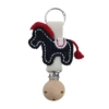 Apricot (wooden hat clip with holes) [navy blue (flat) pony]