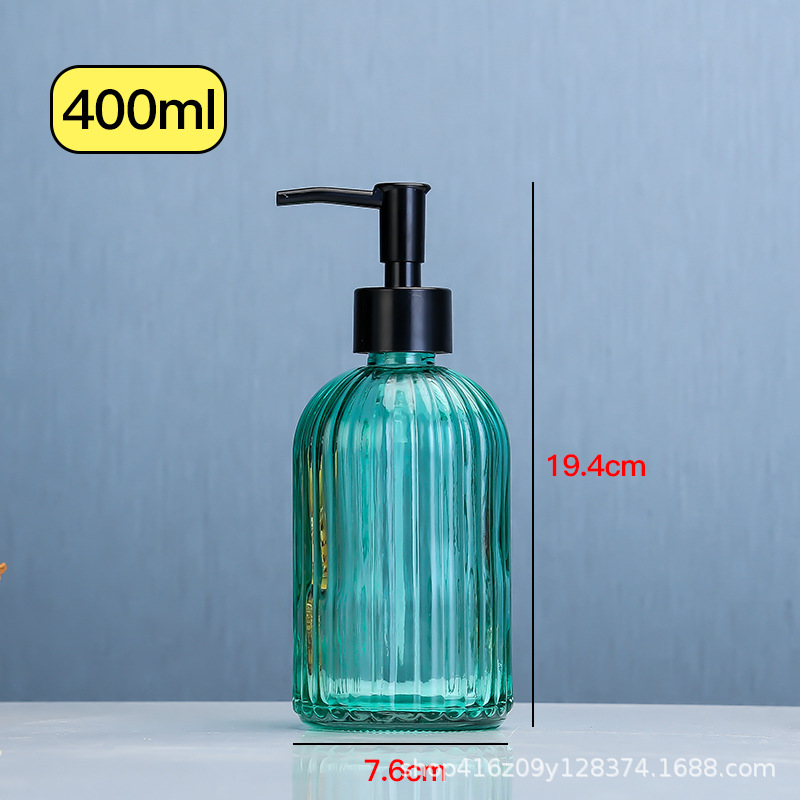 Color 400ml jabón líquido botella de prensa botella de desinfectante de manos de rayas verticales botella de loción botella de gel de ducha de vidrio de estilo europeo botella de Gel de Ducha