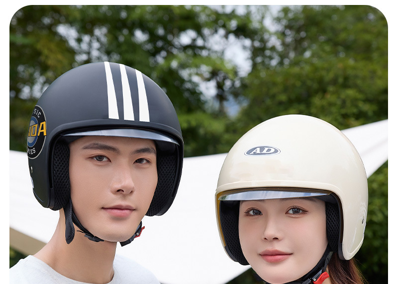 Ad Electric Motorcycle Helmet 3C Certified Men's and Women's All-Season Half Helmet Winter Warm Battery Car Helmet