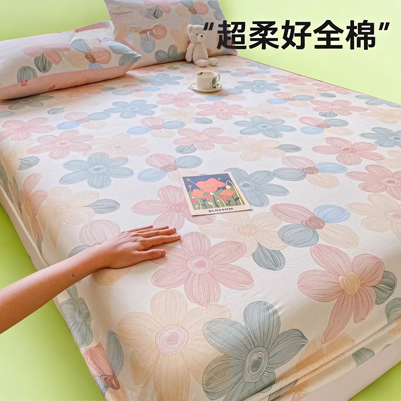 2025 nueva sábana de algodón puro de algodón de una sola pieza cubierta protectora de colchón de verano cubierta de cama cubierta antideslizante cubierta de polvo sábana
