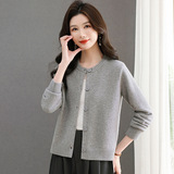 高档秋季新款开衫抗起球百搭披肩中年针织衫女高级感时尚薄款羊毛，女装针织衫/毛衣，妃慕昵服饰