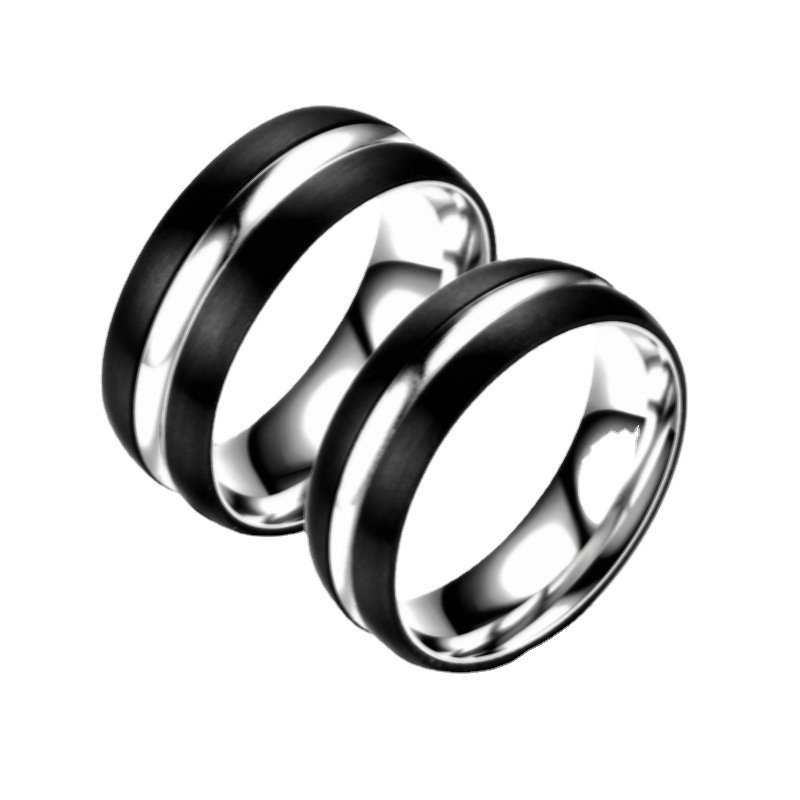 Anillo de pareja de acero de titanio de moda europea y americana transfronteriza hombres retro bicolor clásico anillo de acero inoxidable joyería