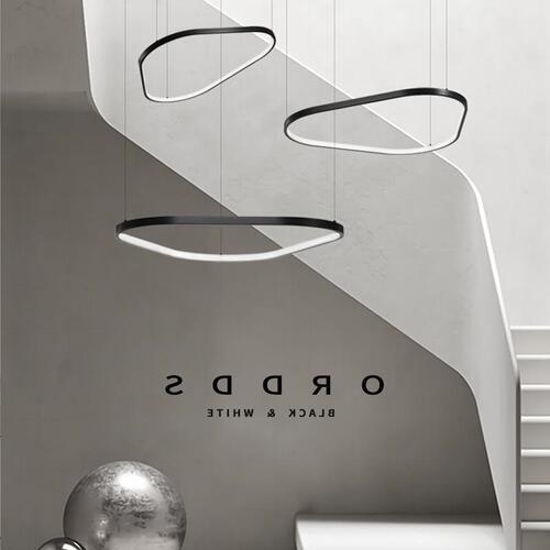 Italian Minimalist Living Room Villa Dining Room Pendant Lamp Black Height Art Irregular Shape Multi-Level Staircase Hotel Irregular
