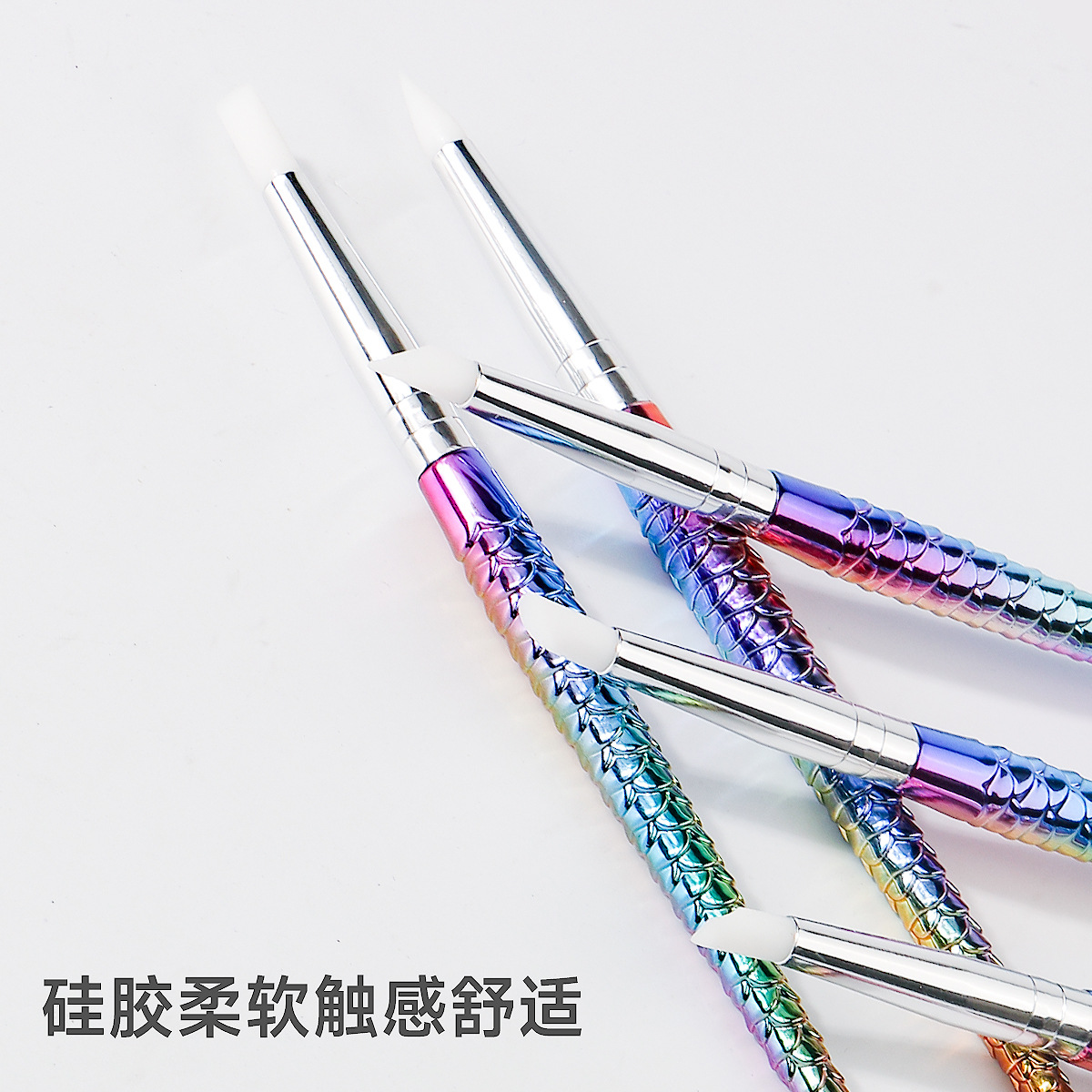 Juego de bolígrafos de silicona para manicura de 5 piezas cuidadosamente seleccionados, varilla de cola de pez degradada, pegatina de bolígrafo de silicona, herramienta de manicura recortada