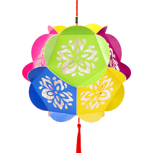 Mid-Autumn Festival DIY Paper Hydrangea Lantern Kindergarten Children's Handmade Luminous Hanging Decoration Color Lantern Making Material Pack