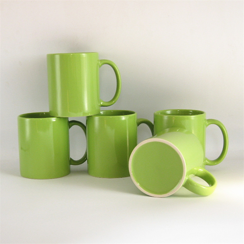 简约绿色陶瓷杯 韩式ins小狗马克杯 印logo活动礼品赠品咖啡水杯