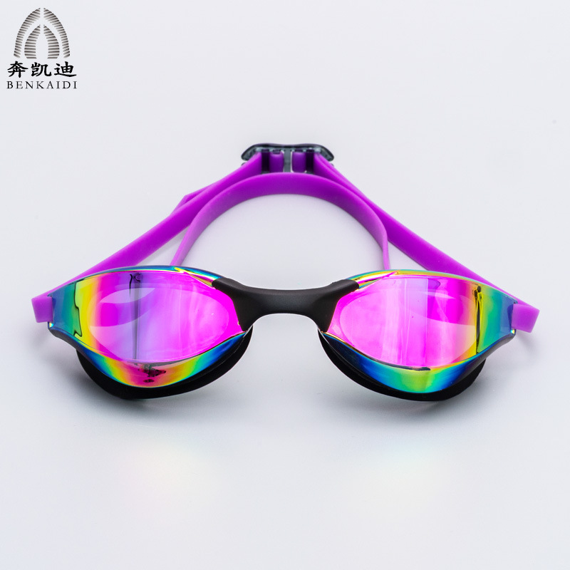 보라색 도금 수영 고글 + 거울 상자
