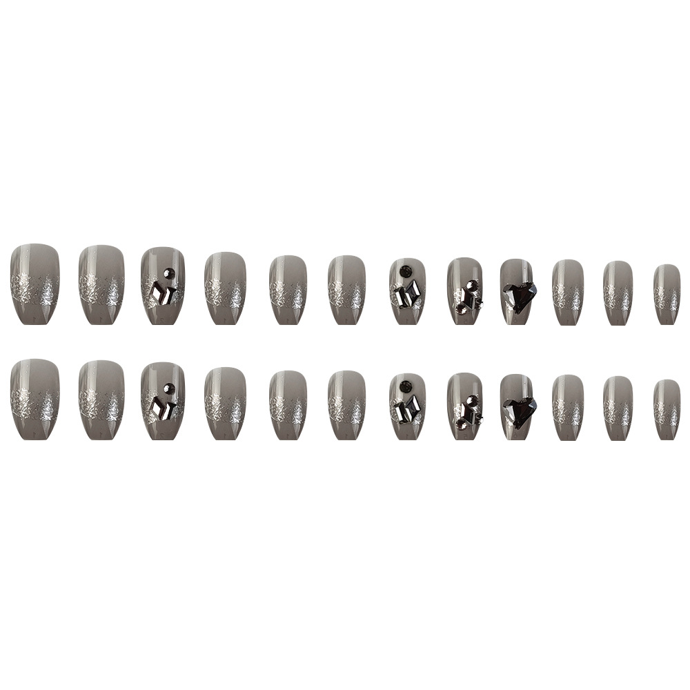 Entrar en venta caliente parche de uñas de color negro de temperamento frío parche de uñas de diamante de lujo ligero elegante desgaste de uñas