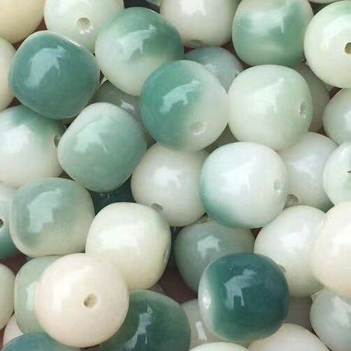 Бусины-ведра с плавающими цветами 10х11мм