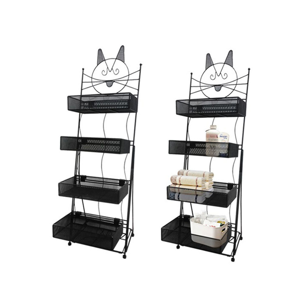 猫型四层装饰架指甲油展示架折叠收纳架超市金属货架浴室收纳架