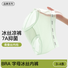 女性用アイスシルクシームレスマスク下着3～4枚、夏用薄手、涼しく通気性、速乾性、マルベリーシルク抗菌ブリーフ