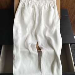 老钱风白色亚麻裤子男款夏季薄小马刺绣棉麻休闲裤垂感宽松阔腿裤