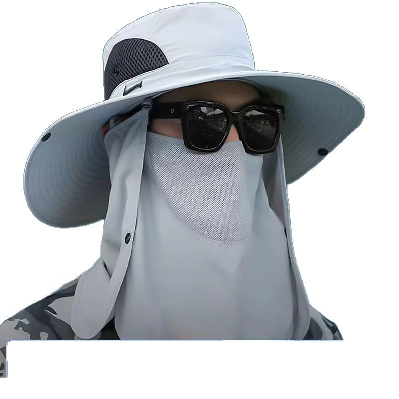 Sombrero de pescador de cabeza grande, sombrero para el sol para hombres, protección UV, pesca, cara, escalada, verano al aire libre, sombrero para el sol de alero grande