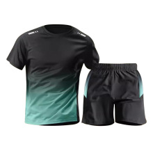 跨境爆款欧码大码运动套装男渐变冰丝速干衣健身短袖短裤工厂批发