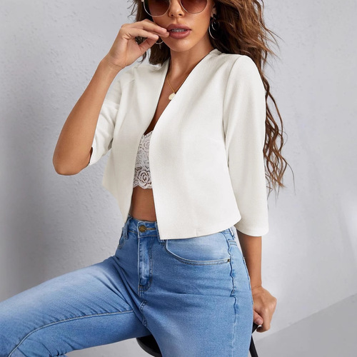 European and American Cross-Border Spring/Summer Solid-Color Short Suit Jacket Women's Fashion Cardigan Top European and American Style Retail & Wholesale