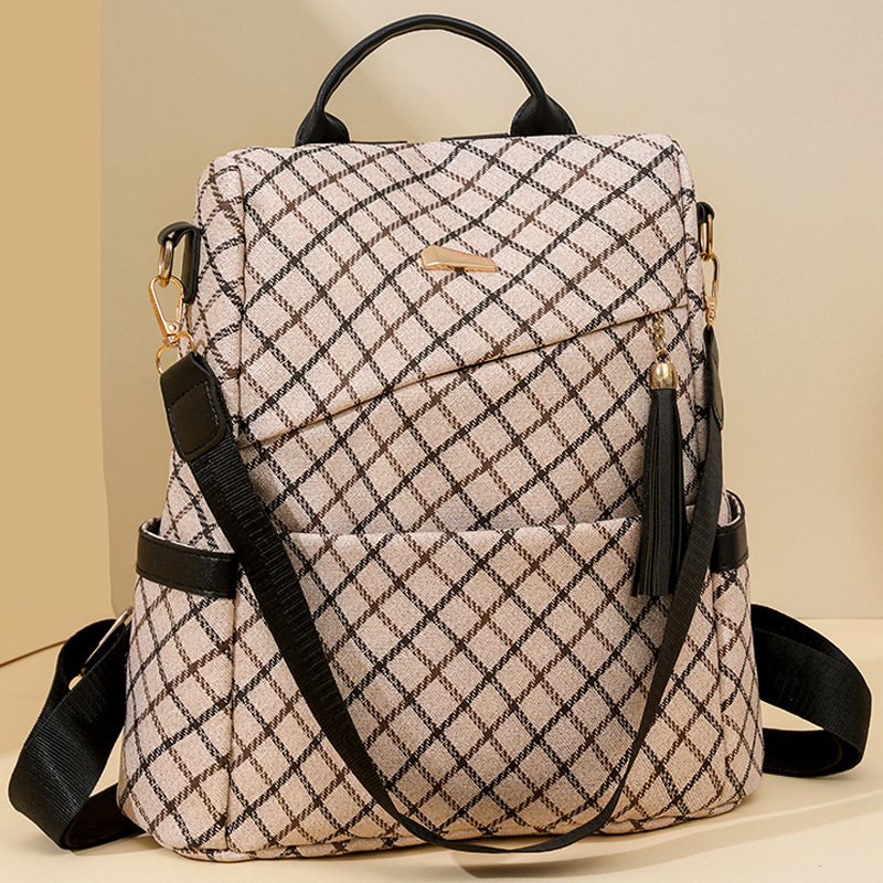 2024 nueva mochila antirrobo de cuero suave para mujer de moda europea y americana