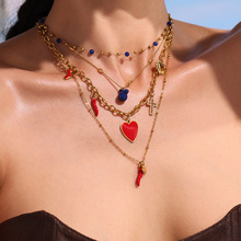 琼瑶 千禧风DIY红色滴油爱心高跟鞋多配件项链小众设计女式锁骨链