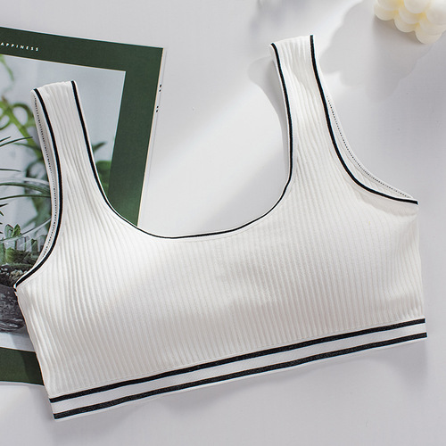 [Second hair] Girls bra underwear without rims threaded bra running pure cotton fitness yoga vest