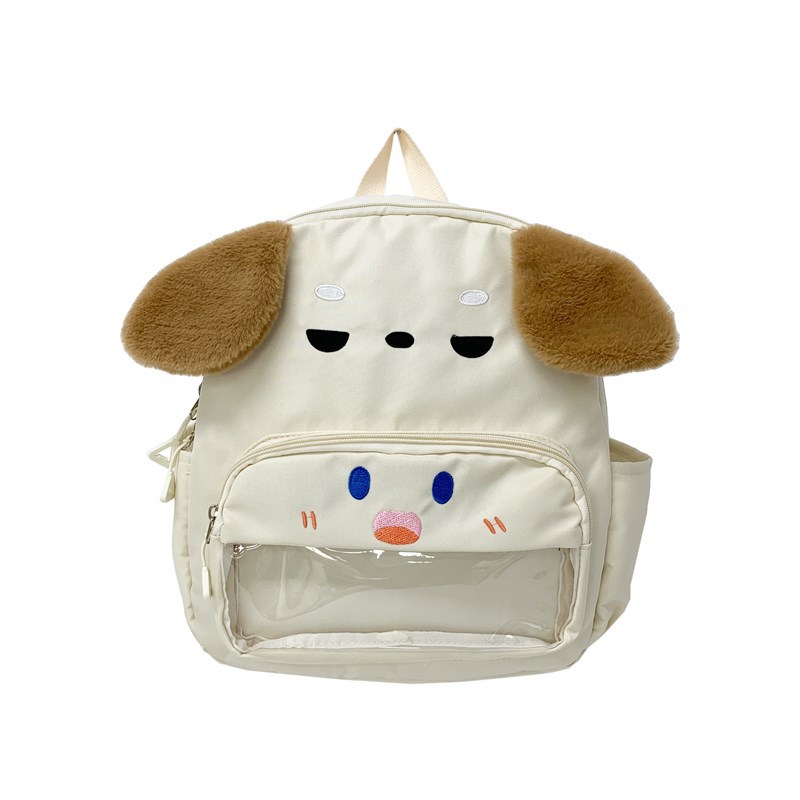 Jardín de infantes bebé mochila pequeña caricatura lindo cachorro mochila para niños y niñas nueva ventana transparente mochila para niños