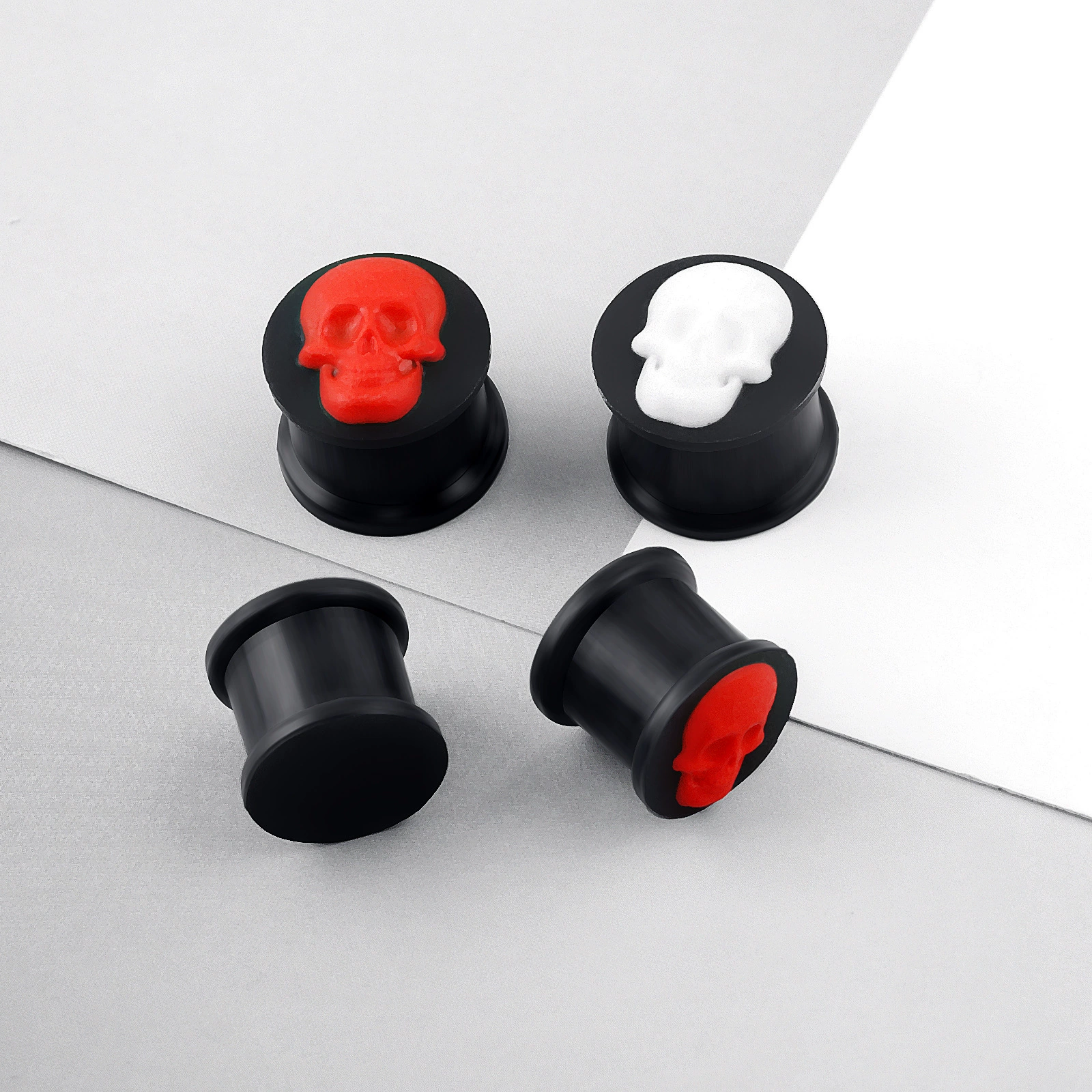 Трансграничный AliExpress горячий Майнинг персонализированный Темный акриловый череп голова ушной расширитель шкив ушная раковина ювелирные изделия для пирсинга человеческого тела