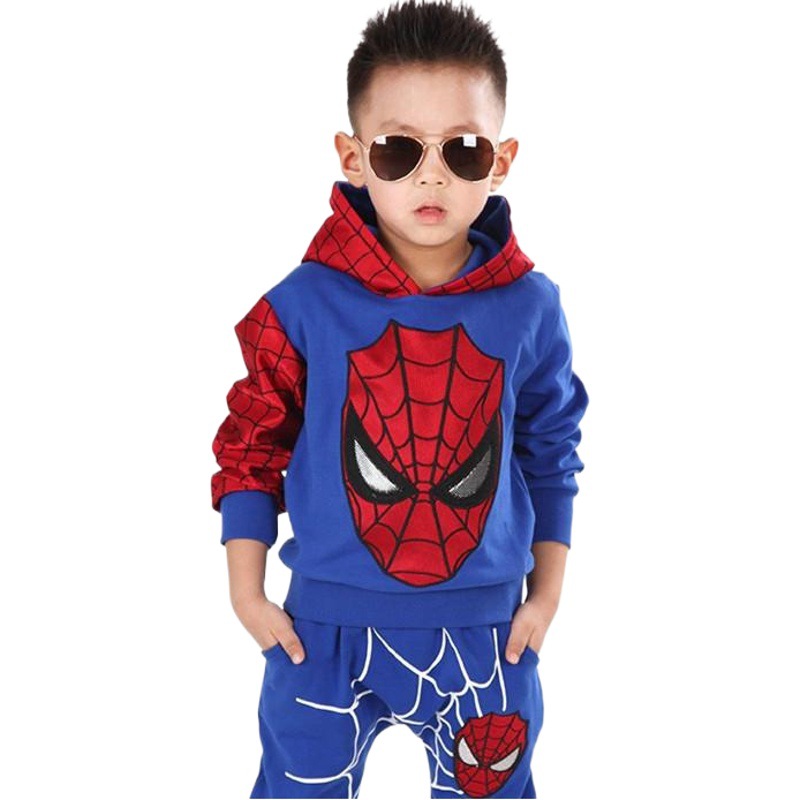 Comercio exterior europeo y americano explosión de los niños traje 2023 primavera y otoño versión coreana del muchacho Spiderman suéter HOODIE niños traje